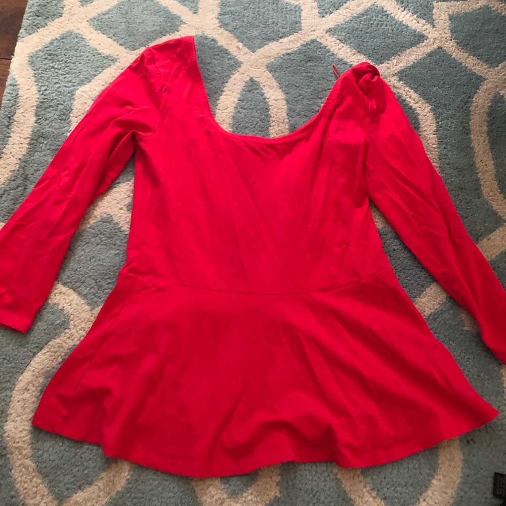 3/4 sleeve pink peplum top